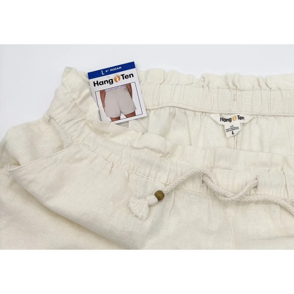 Hang Ten Women's Linen Blend Short, Cream, Size L